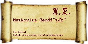 Matkovits Renátó névjegykártya